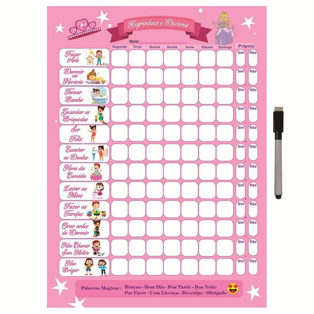 Quadro Tabuada De Metal Multiplicação 40X29Cm + Caneta M9