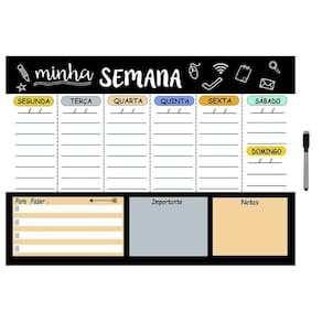 Mural Planejador De Metal Semanal 40X60Cm + Caneta M7