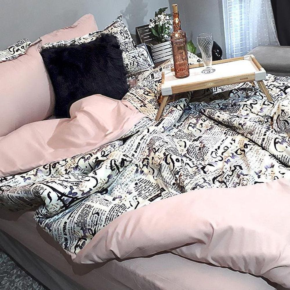 Kit Jogo De Cama Solteiro King 7 Peças Paris Almofada Pelos