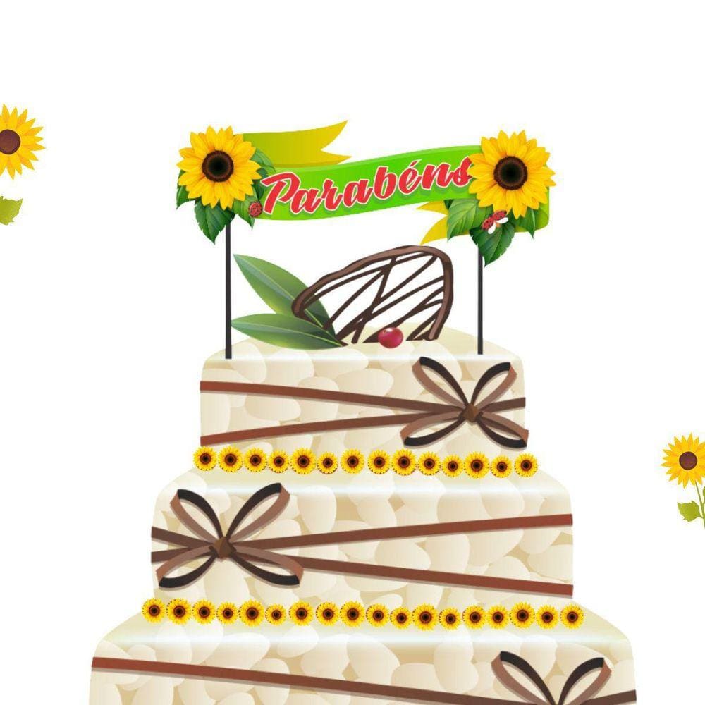 Topo De Bolo Enfeite Girassol Decoração Festa Junina Arraiá