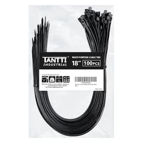 Laços de zíper TANTTI de 18 polegadas (pacote com 100) pretos 27 kg Tensile Streng
