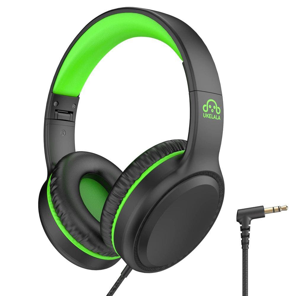 Fones de ouvido com fio UKELALA Green para crianças e adultos