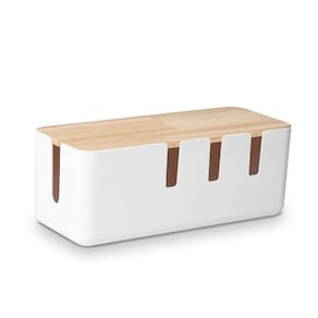 Caixa de gerenciamento de cabos Baskiss Wood Lid 30,5 x 12,5 x 11,5 cm