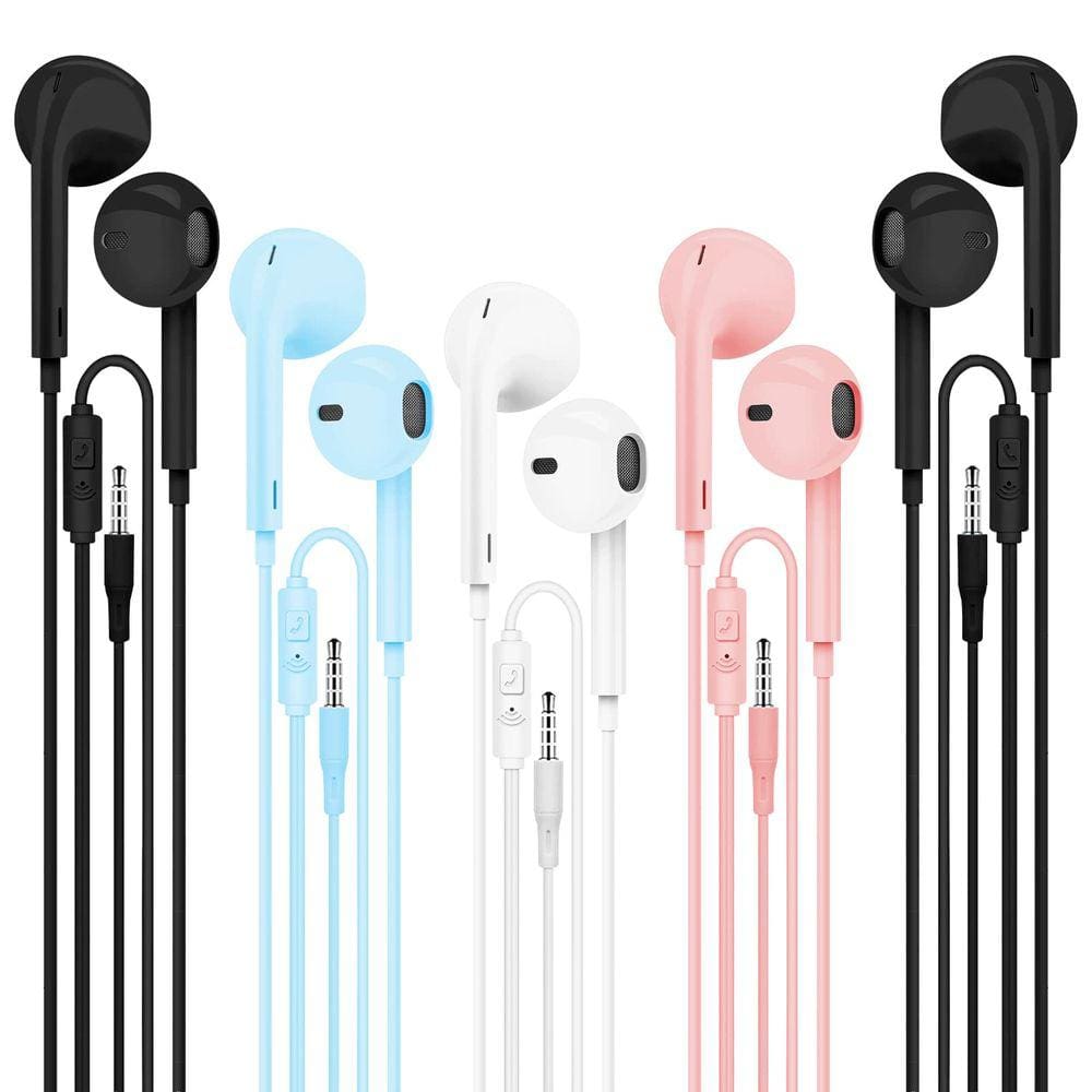 Fones de ouvido com fio HNEE com microfone, 5 pacotes para e Android