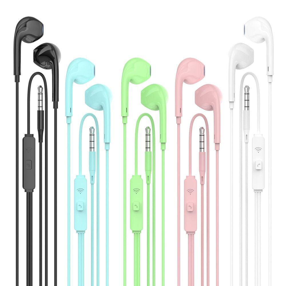 Fones de ouvido com fio e microfone, pacote com 5 isoladores de ruído