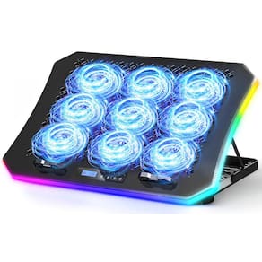 Laptop Cooler Pad KeiBN atualizado com 9 ventiladores RGB silenciosos 15.6-17