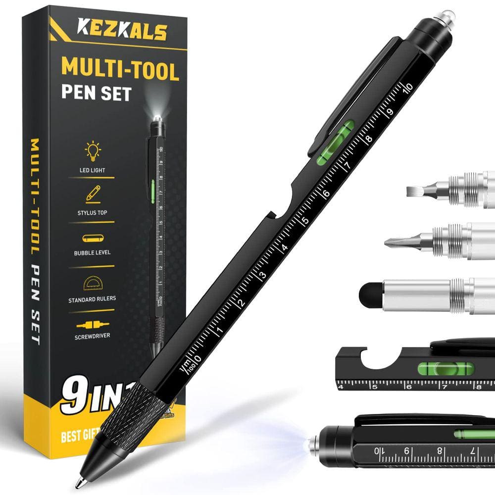 Caneta multifuncional KEZKALS 9 em 1 para homens com luz LED e Ru