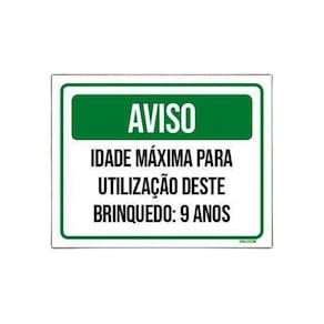 Kit 10 Placas Aviso Idade Máxima Utilização Brinquedo 9 Anos