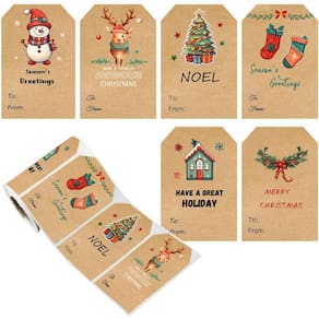 Etiquetas de presente e adesivos Longerse Christmas Kraft Paper 6 Designs