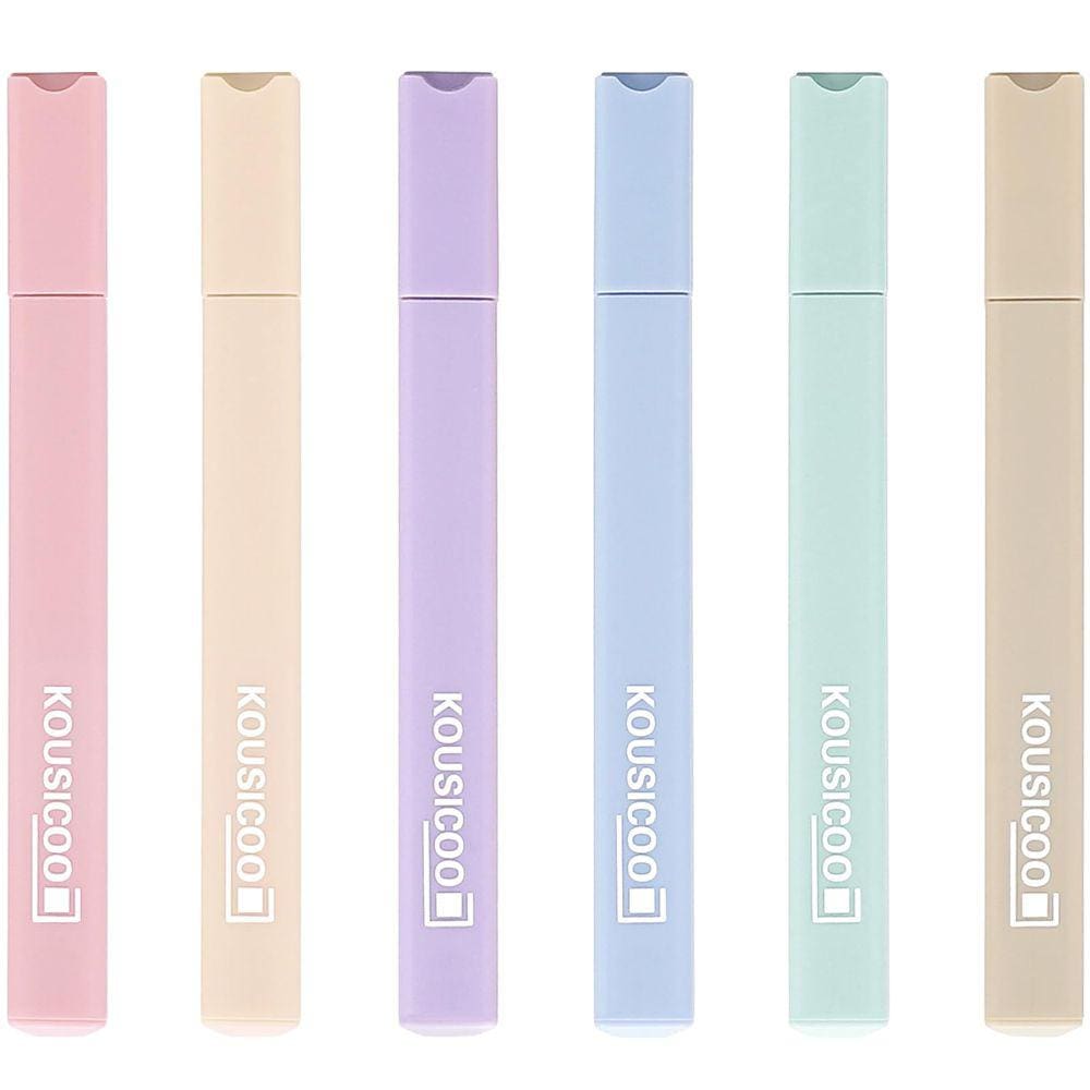 Conjunto de iluminadores KOUSICOO Aesthetic Cute Pastel 6 cores