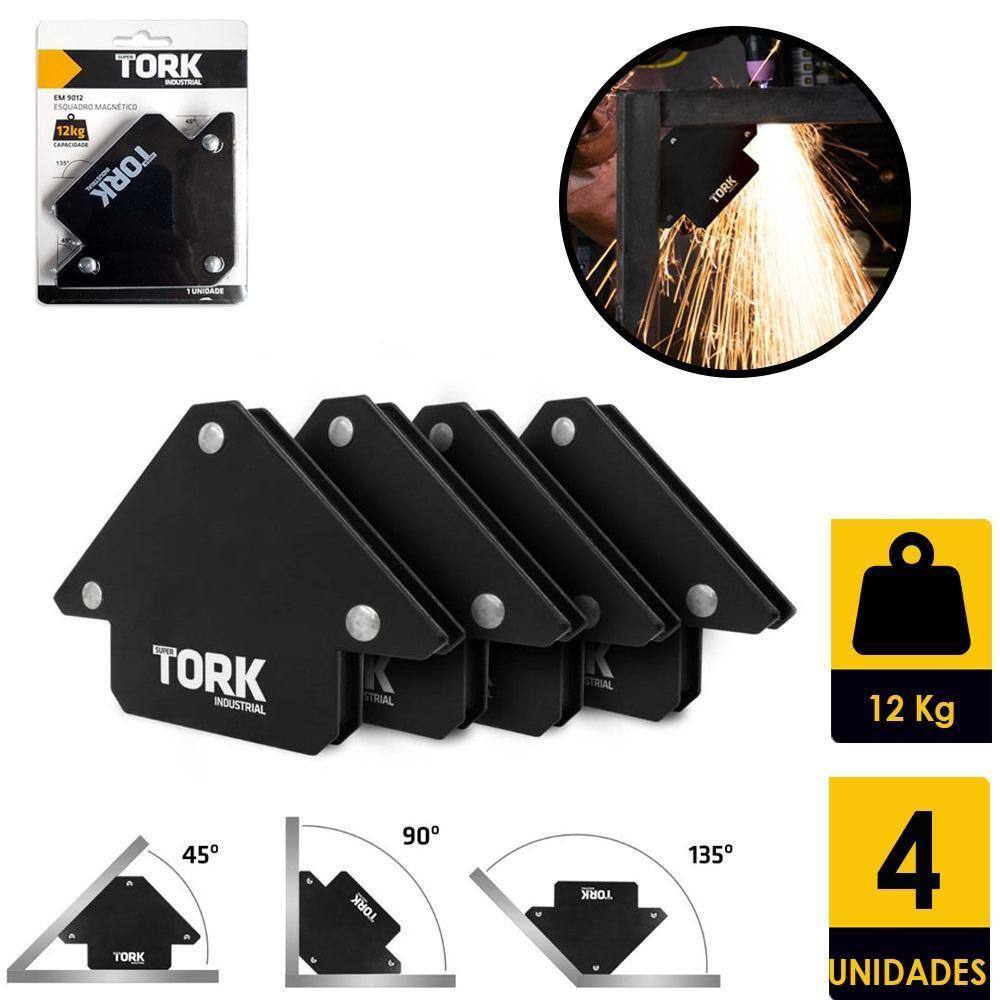 Esquadro Magnetico Para Solda 12Kg 4 Pecas Super Tork Em-901