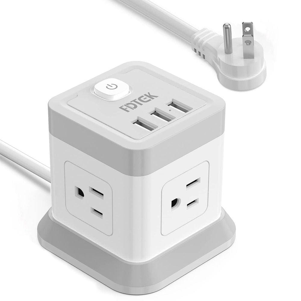 Faixa de alimentação para desktop FDTEK Power Cube Strip com 4 tomadas (3 EUA)
