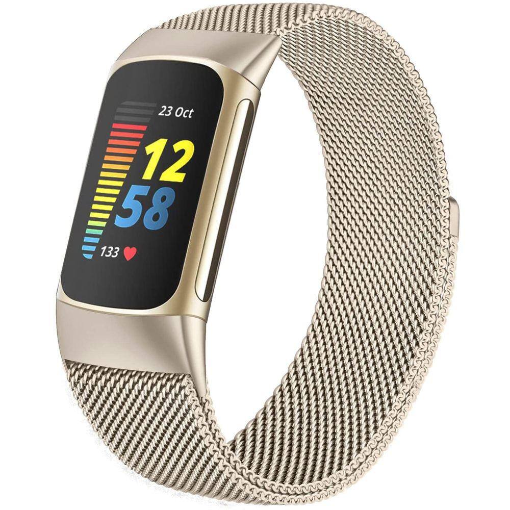 Pulseira de laço milanesa de malha metálica de reposição para Fitbit Charge