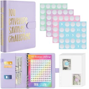 Savings Challenge Binder Sooez 100 envelopes A5 com cartões