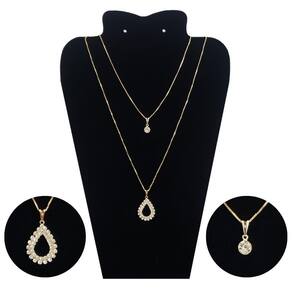 Colar Feminino Duplo Dourado Folheado A Ouro 18K Gota