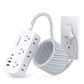 Cabo de extensão BESHON 15FT com 6 saídas, 4 portas USB (2 USB C)