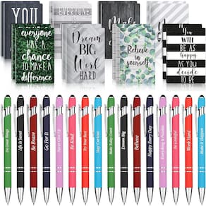 Conjunto de presentes motivacionais Funrous, 32 unidades com canetas e cadernos