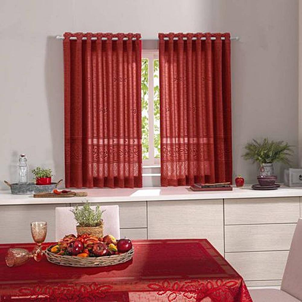 Cortina Renda Color Premium Vermelho 2,20X1,30Alt