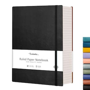 Caderno HIUKOOKA College Ruled Forrado A4 100GSM em couro preto