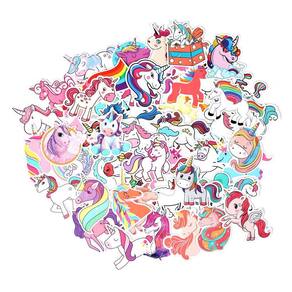 Adesivos FNGEEN Unicorn 50 unidades à prova d`água para garrafa de laptop