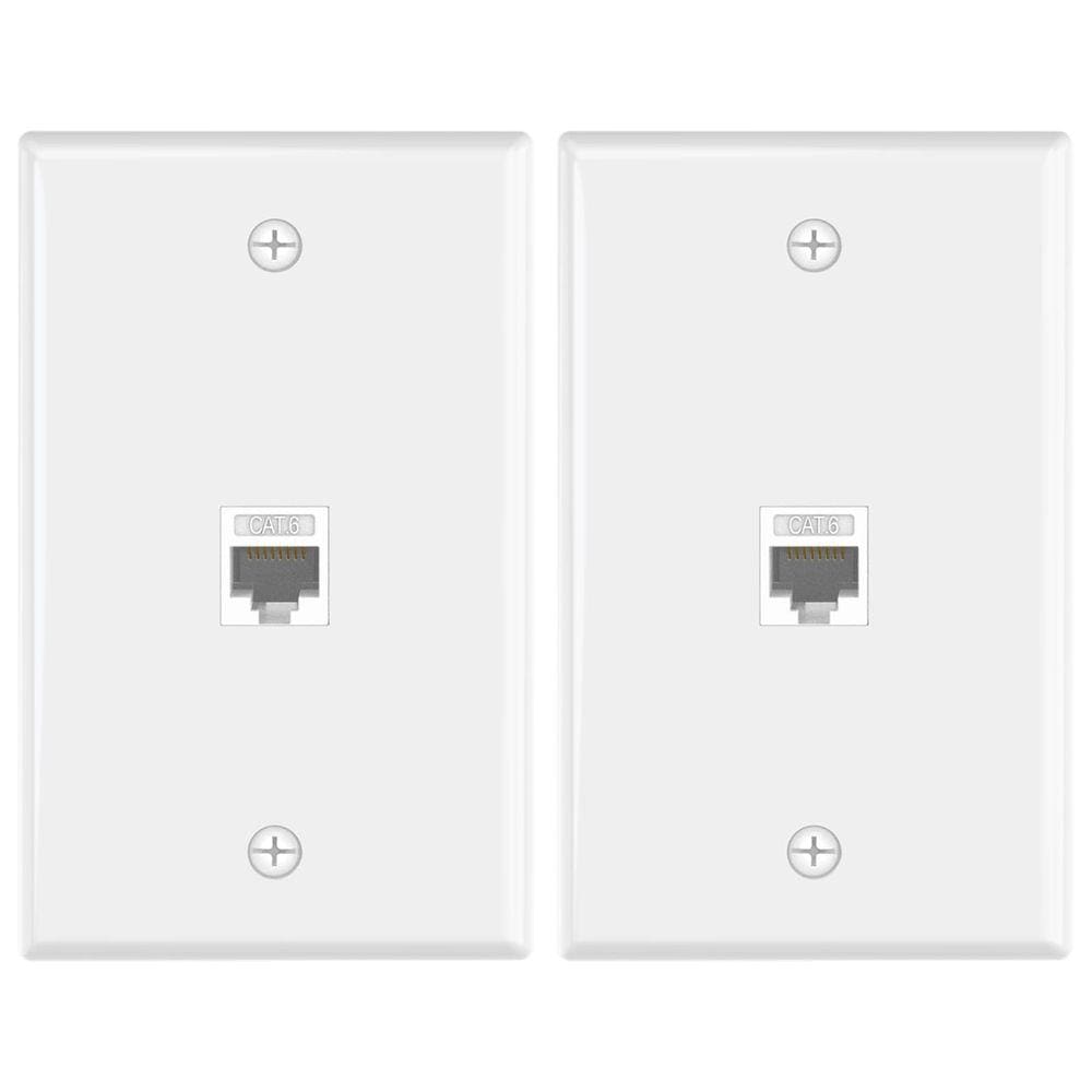 Placa de parede Ethernet VCE de 1 porta Cat6 fêmea para fêmea branca