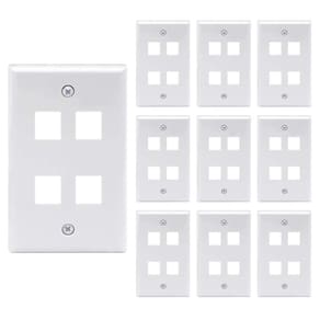 Placa de parede VCE de 4 portas Keystone, listada pela UL, branca (pacote com 10)