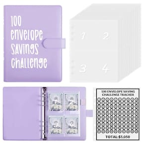 Pasta Savings Challenge FOTHY A5 com 100 envelopes roxos