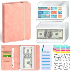 Sistema de orçamento de envelopes LINTRU Budget Binder A6 rosa