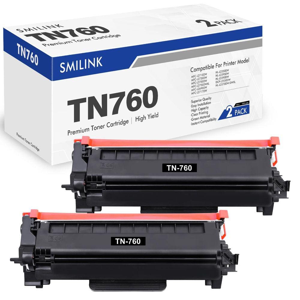 Cartucho de toner SMILINK TN760 preto compatível com Brother