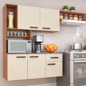 Cozinha Compacta Lis 5 Portas 1 Gaveta Manchester/Champagne - Fellici