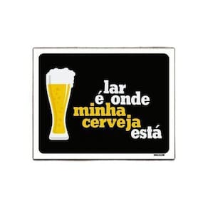 Kit 5 Placas Decorativa - Lar É Onde Minha Cerveja Está