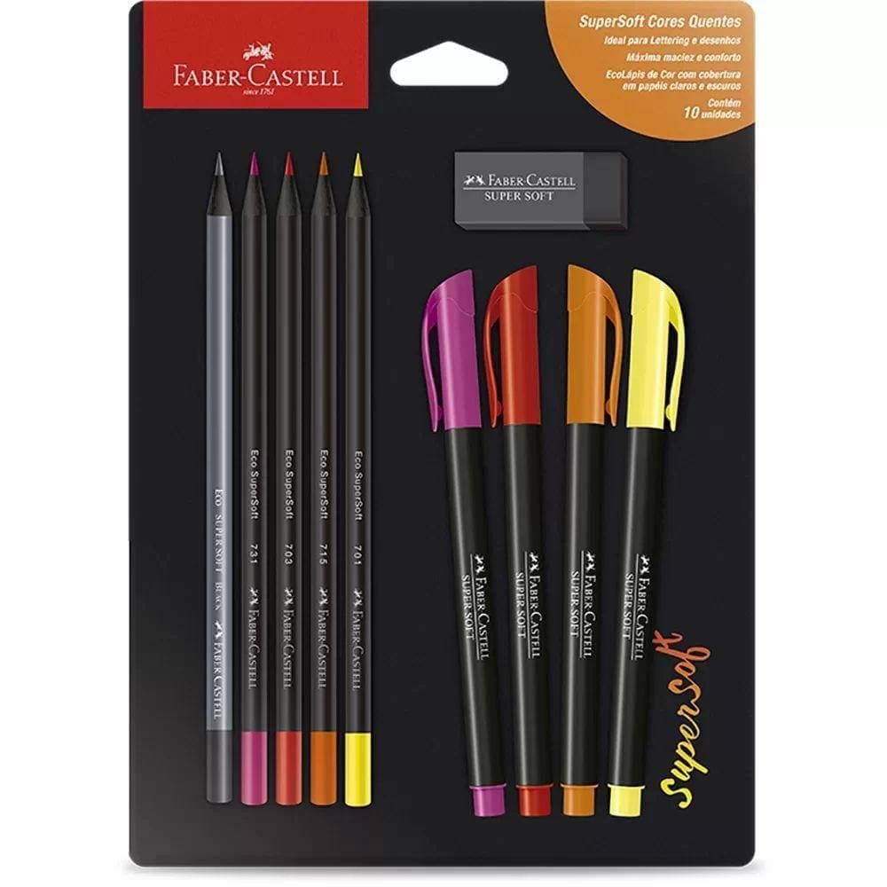 Kit Lettering Supersoft Cores Quentes - Faber Castell