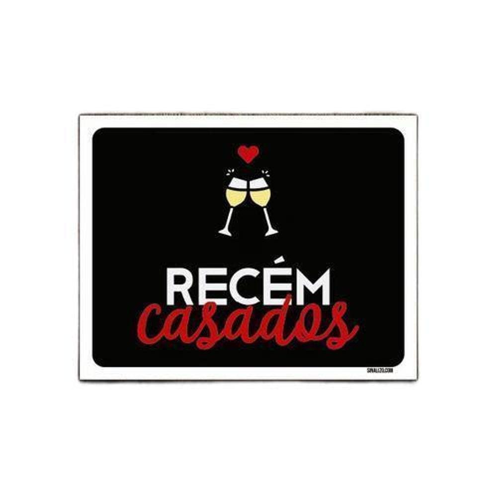 Kit 3 Placas Decorativa - Recém Casados