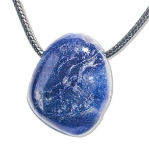 Colar Difusor Pedra Quartzo Azul Rolado Furo Aromaterapia