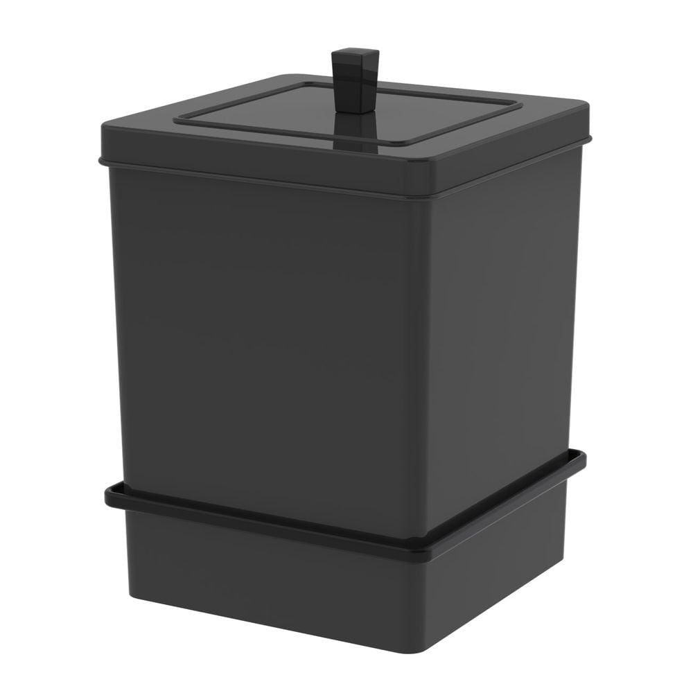 Lixeira 6,5L Tampa Quadrada Com Suporte Adesivo Cesto De Lixo Preto - 195PT Future