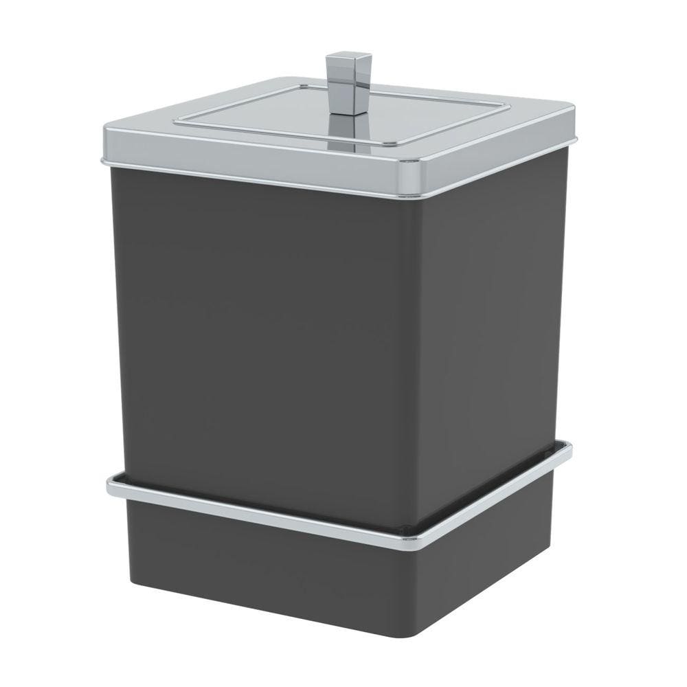 Lixeira 6,5L Tampa Quadrada Com Suporte Adesivo Cesto De Lixo Preto Cromado - 195PTC Future