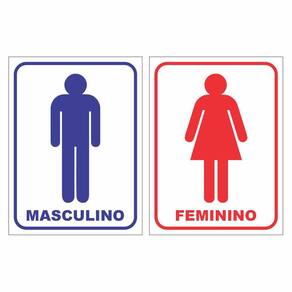 02 Placa Sinalização Banheiro Feminino E Masculino 25X15