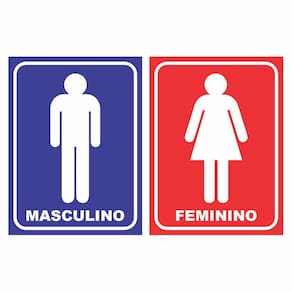 Kit Placa Sinalização Banheiro Feminino Masculino Sanitário