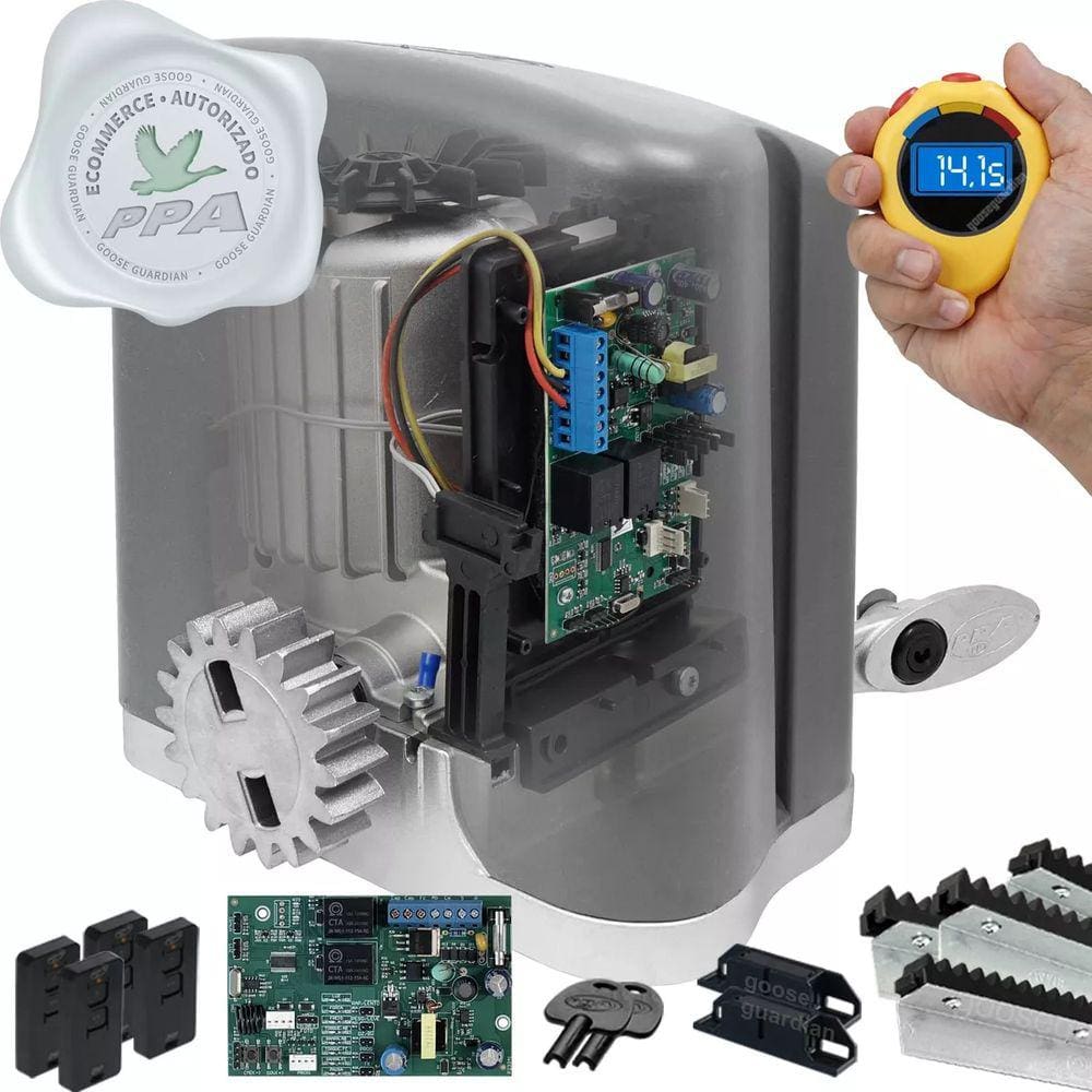 Kit 1 Motor Ppa Dz Rio Turbo 4m Crem 4 Control Portão 400kg