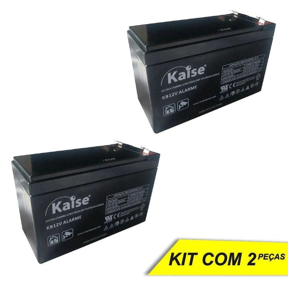 Kit Bateria Estacionária VRLA 12V 4Ah Kaise KB12V Alarme Segurança Nobreak Cerca Luz - 2 Peças