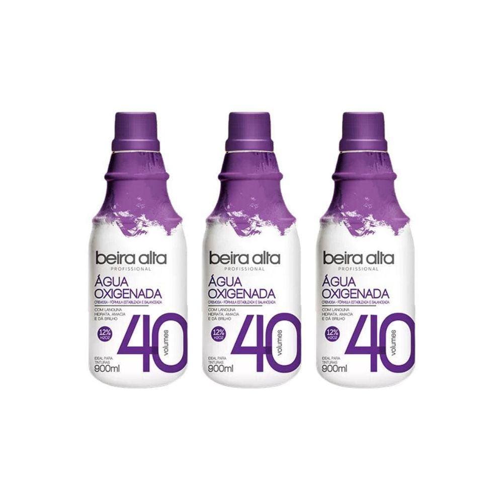 Agua Oxigenada Beira Alta 900Ml 40 Volumes - Kit Com 3Un