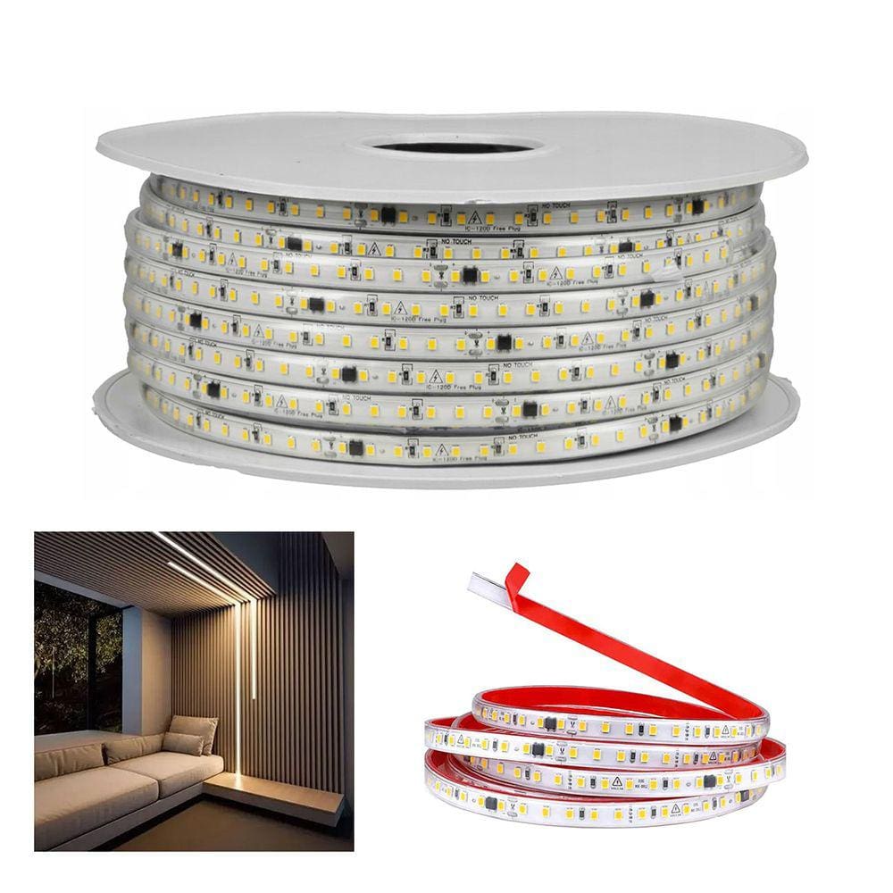 Fita Led SMD 3000K 127V 100 Metros Perfil Fita Dupla Face Plug Conector Sanca Gesso