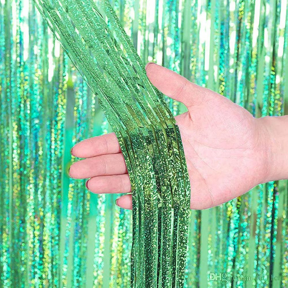 Cortina Fitas Metalizadas Verde Neon 1x2m