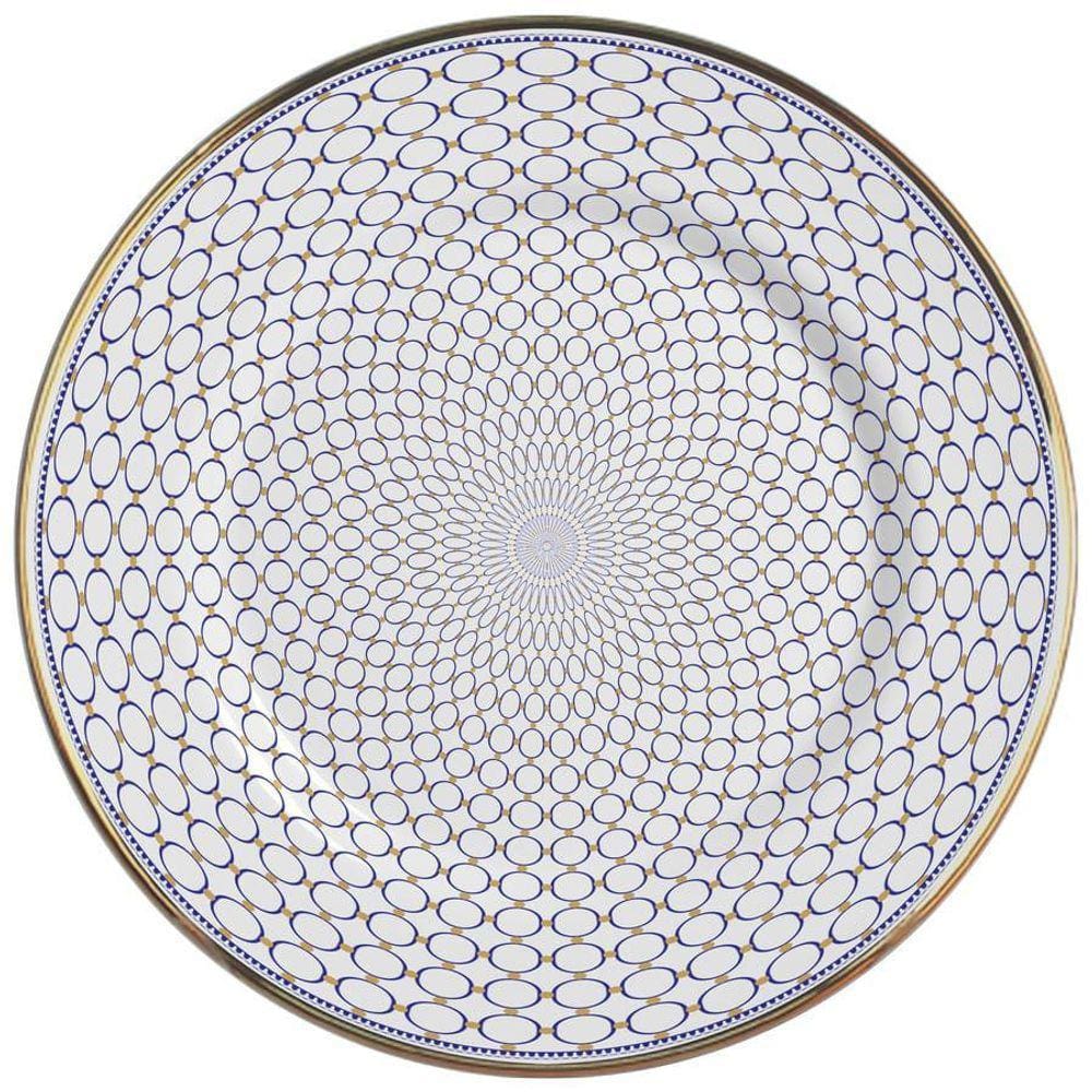 Sousplat Acanthus Azul 34Cm Cerâmica Alleanza