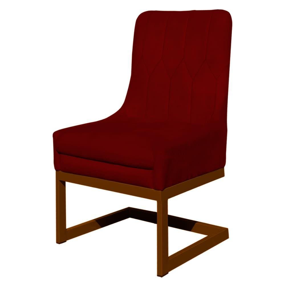 Cadeira Valentina Para Cozinha Base Cobre Suede Vermelho - Vallisa Decor