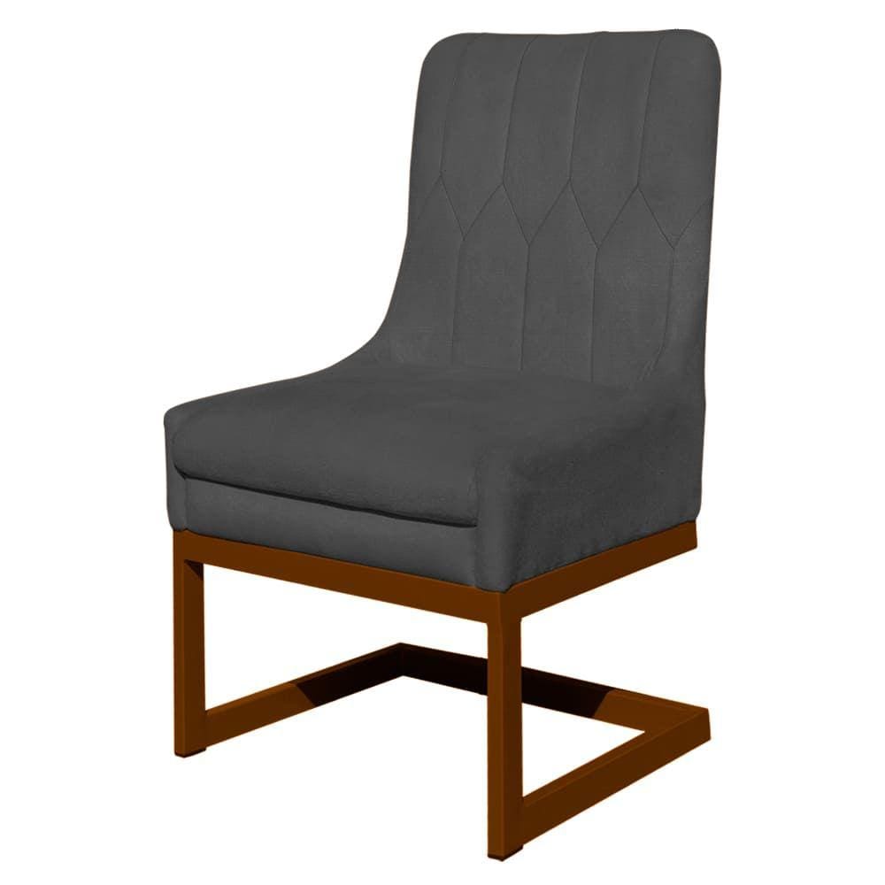 Cadeira Valentina Para Cozinha Base Cobre Suede Cinza - Vallisa Decor
