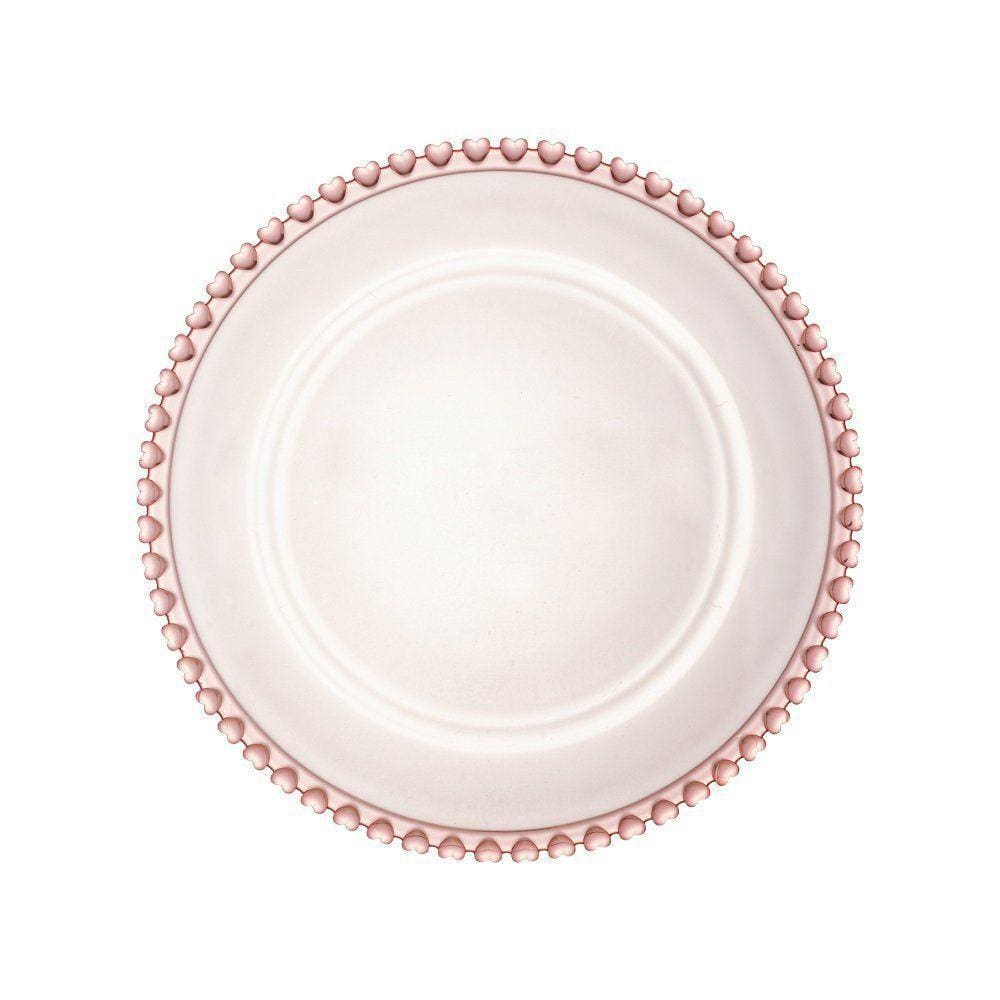 Prato Raso De Cristal Coração Borda Rosa 28cm 1685 - Lyor