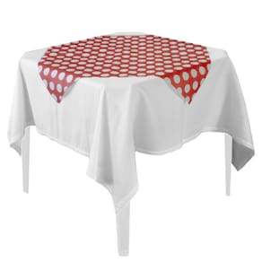 Toalha de Mesa Poá Vermelho e Branco Tnt 70cm x 70cm - 5 Un.