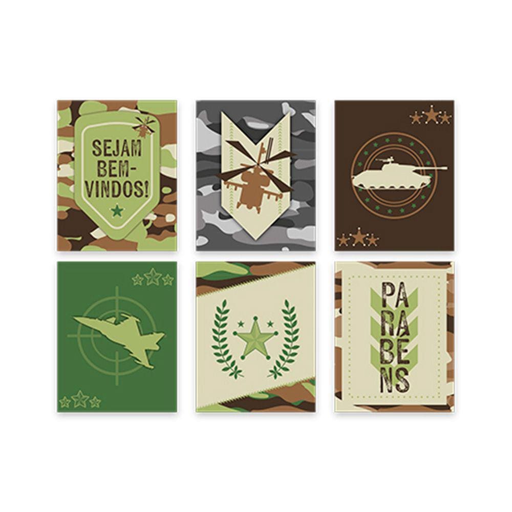 Quadros Decorativos Exército - 16,2cm x 20,7cm - 6 Unidades