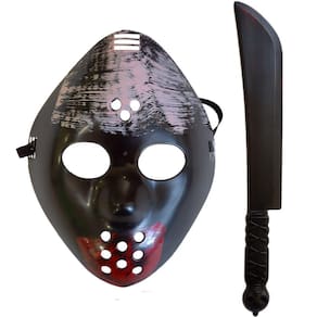 Kit Jason Halloween Máscara e Facão Preto